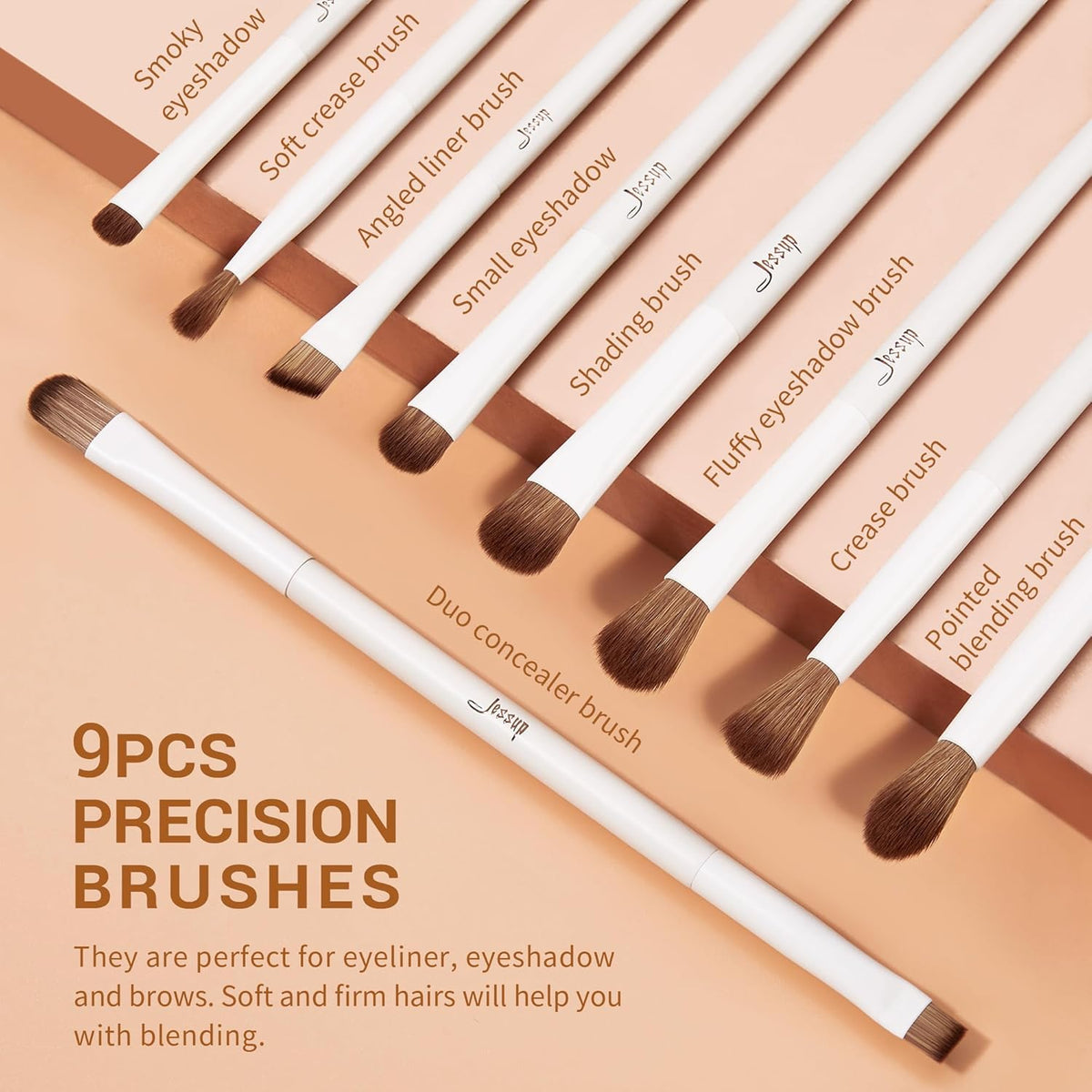 Jessup Brochas De Maquillaje, Set 14 Uds Pinceles Para Rostro Y Ojos, T329