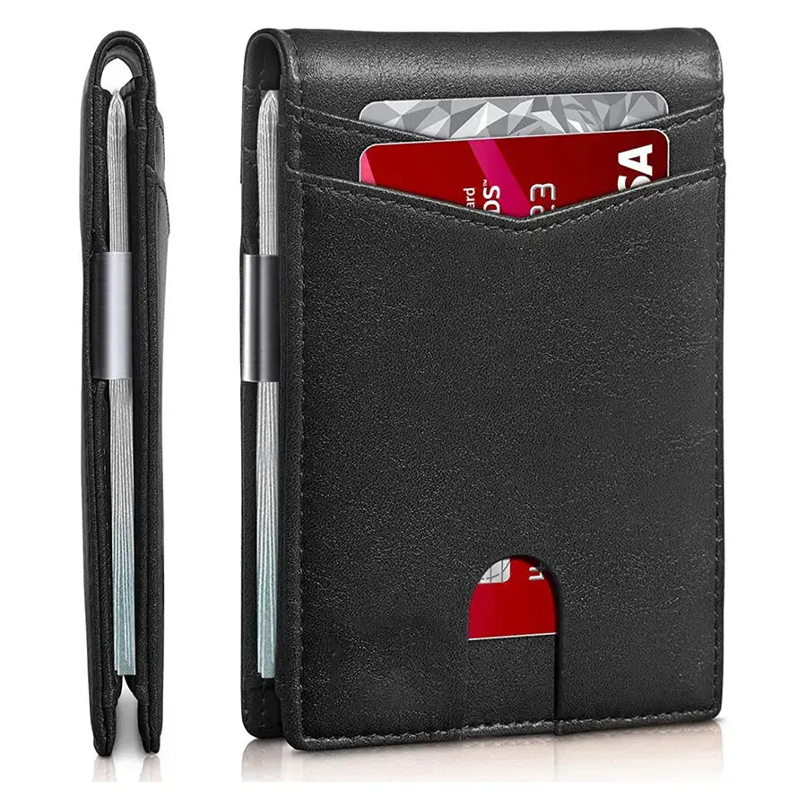 Men'S Carbon Fiber RFID Blocking Bifold Wallet - Multi Functional, Stylish, Slim Card Storage, Clip Money Holder, Multi-Card Slot, Minimalist Designer Short Wallet with Box, Gifts for Him