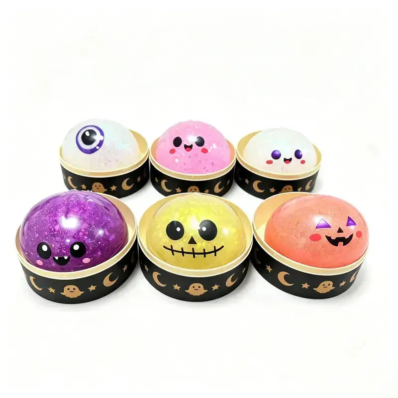 Halloween Cute Scary Ghost Maruko Squishy Squeeze Toy Set - Mini Portable Stress Fidget Item, Squishy Haul Sensory Kids Toy, Unique Whimsical Party Treat Bag Filler & Whimsical Gift, Fidgets