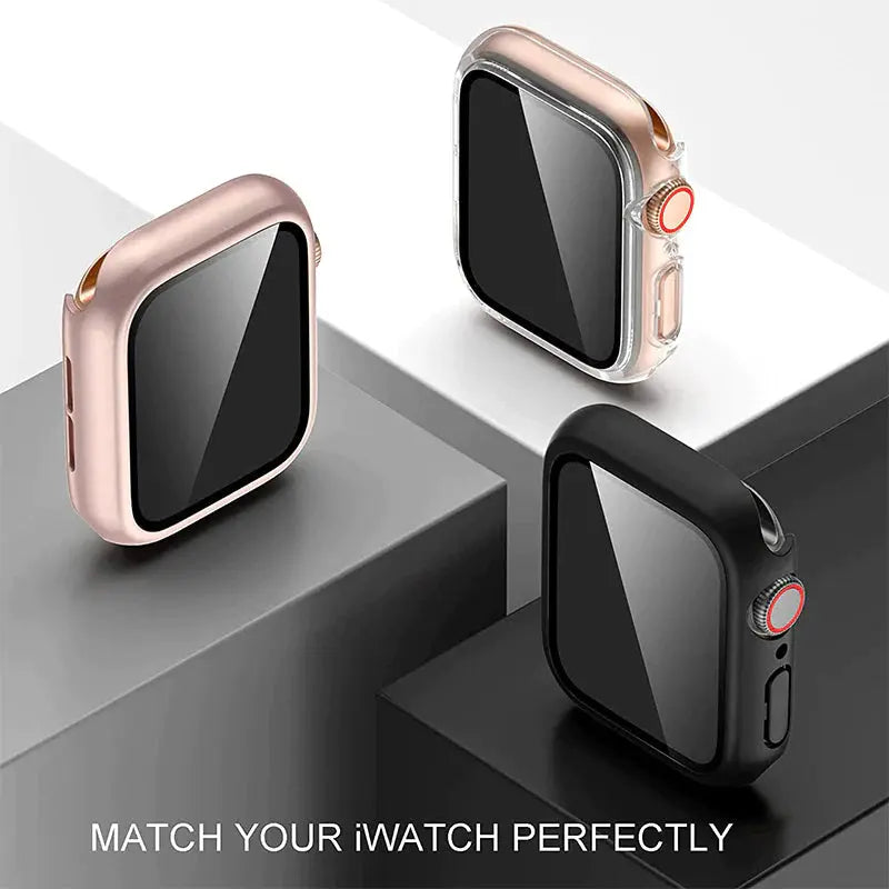 Glass+Cover for Apple Watch Case 8 7 6 SE 5 3 Iwatch Accessorie Screen Protector Apple Watch Serie 45Mm 41Mm 44Mm 40Mm 42Mm 38Mm