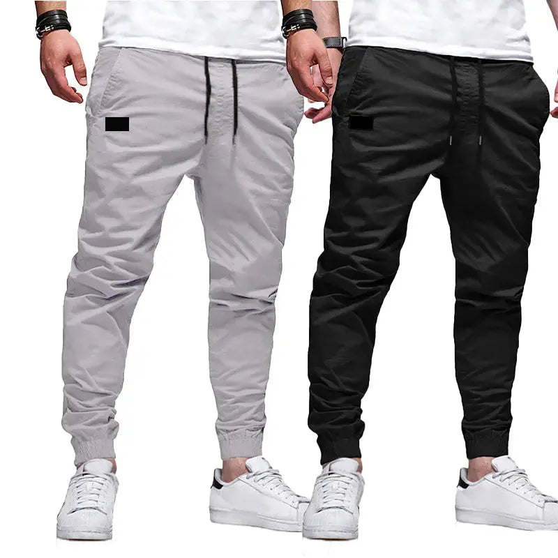 Men'S 1-Piece/2-Piece/3-Piece Casual Athletic Pants Set - Black, Menswear Stylish Basic Sporty Chic Clothes, Elastic Waistband, Ribbed Cuffs, Stretchy Lightweight 100% Polyester, Patch Details, S-XXL