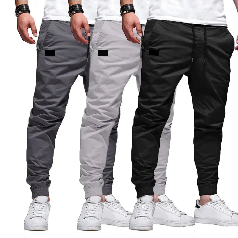 Men'S 1-Piece/2-Piece/3-Piece Casual Athletic Pants Set - Black, Menswear Stylish Basic Sporty Chic Clothes, Elastic Waistband, Ribbed Cuffs, Stretchy Lightweight 100% Polyester, Patch Details, S-XXL