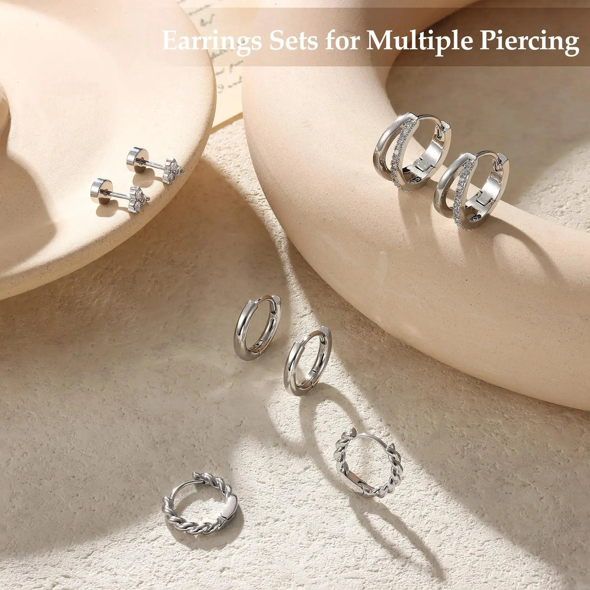FASACCO Women'S 4-Pair Small Hoop Earrings Set - Hypoallergenic 14 Karat Gold-Plated Surgical Steel Chunky Huggie, Cartilage Flat Back Stud Jewelry, Trendy Summervibes Gift, Earrings for Cartilage Piercing