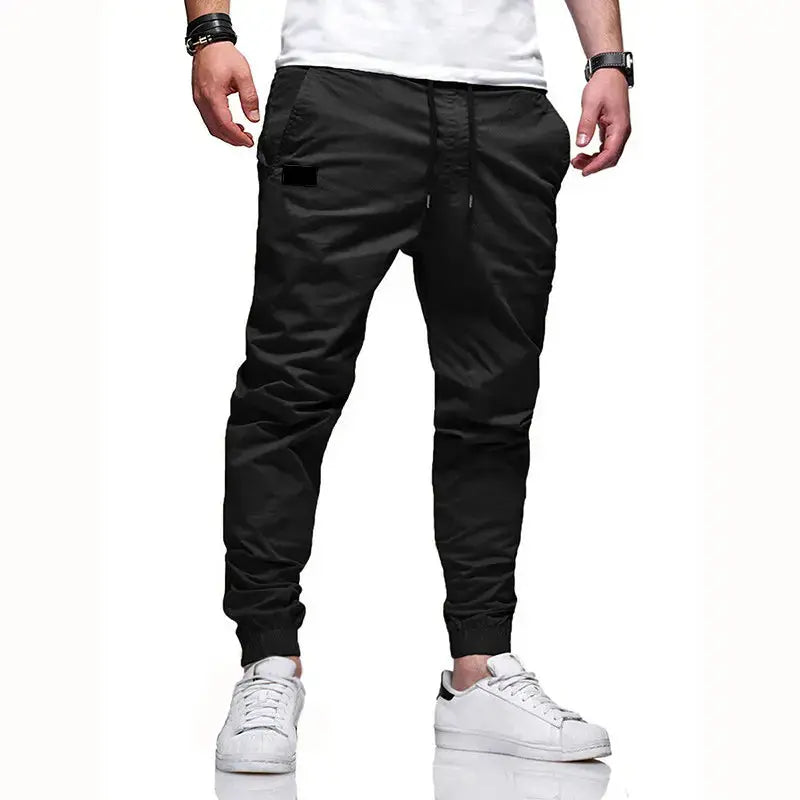 Men'S 1-Piece/2-Piece/3-Piece Casual Athletic Pants Set - Black, Menswear Stylish Basic Sporty Chic Clothes, Elastic Waistband, Ribbed Cuffs, Stretchy Lightweight 100% Polyester, Patch Details, S-XXL