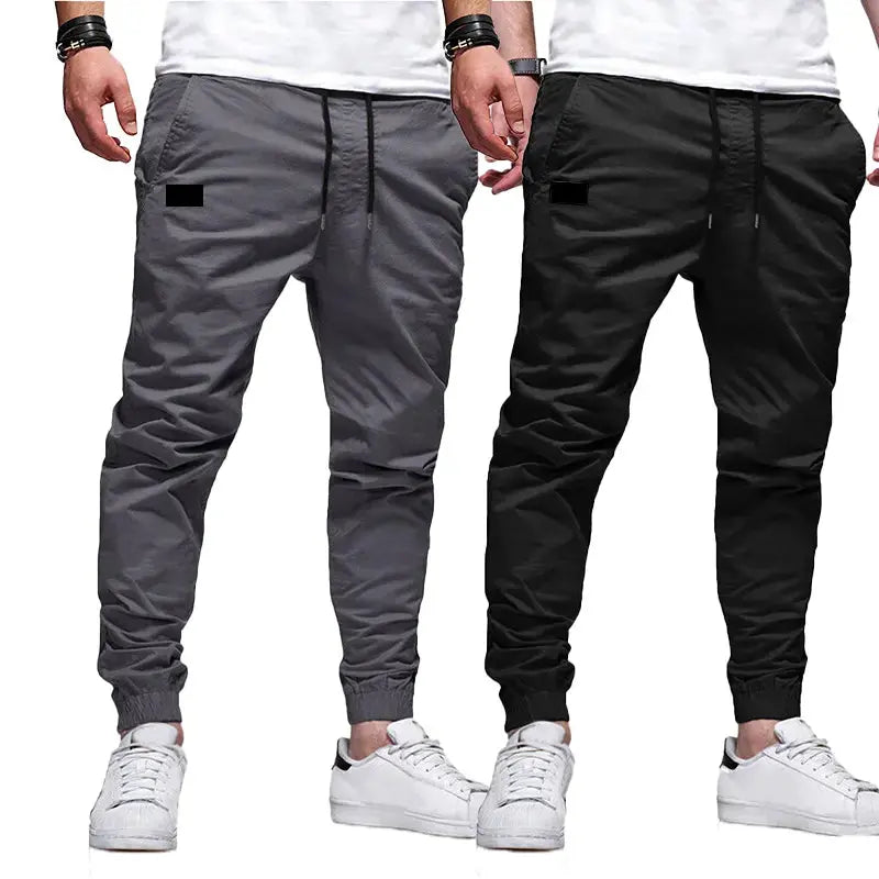 Men'S 1-Piece/2-Piece/3-Piece Casual Athletic Pants Set - Black, Menswear Stylish Basic Sporty Chic Clothes, Elastic Waistband, Ribbed Cuffs, Stretchy Lightweight 100% Polyester, Patch Details, S-XXL