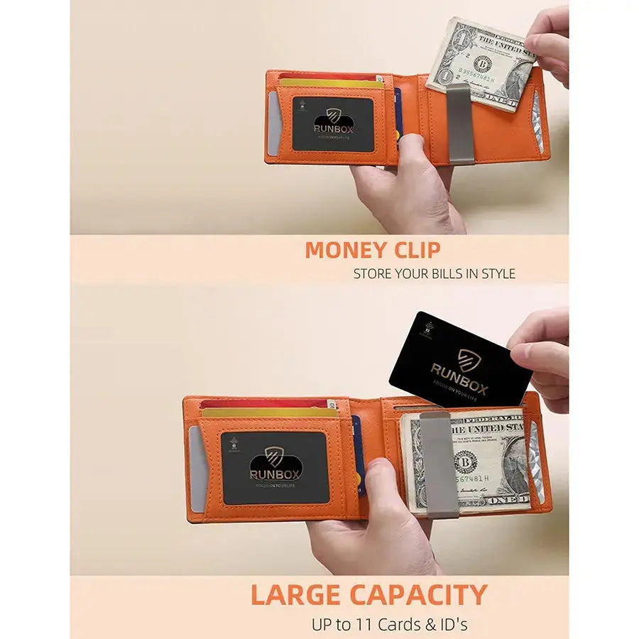 Men'S Carbon Fiber RFID Blocking Bifold Wallet - Multi Functional, Stylish, Slim Card Storage, Clip Money Holder, Multi-Card Slot, Minimalist Designer Short Wallet with Box, Gifts for Him