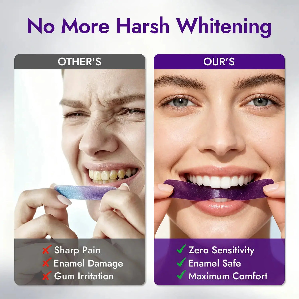 Vebanier Dual-Action Purple Gel Teeth Brightener Strips Kit - 4 Whitening Pairs + 4 Enamel Repair Pairs, 8% Hydrogen Peroxide, Nano-Hydroxyapatite, Gentle for Sensitive Teeth