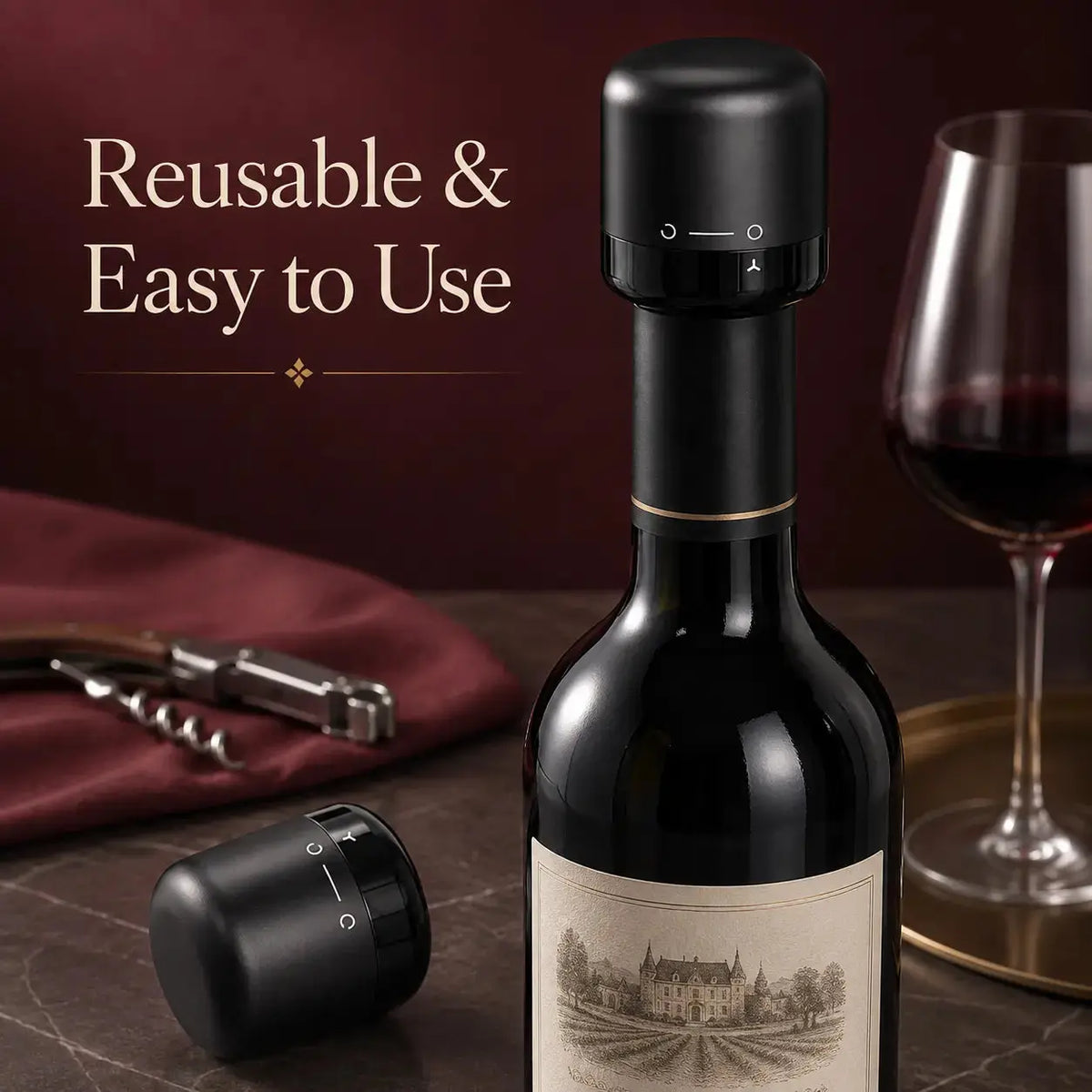 Vacuum Sealing Preservation Function This Wine Stopper Features Vacuum Function to Pump Excess Air Out of Wine Bottles, Slow down Oxidation and Keep Leftover Wine