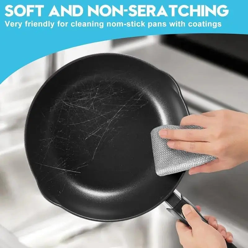 10 Pcs New Upgraded 3 Layers Non Scratch Wire Dishcloth, Multipurpose Wire Dishwashing Rags, Wet & Dry for Cookware, Sinks, Dishes, Stoves & Fireplaces (7.87 X 7.87-10Pcs) Brand: Vmkblgift