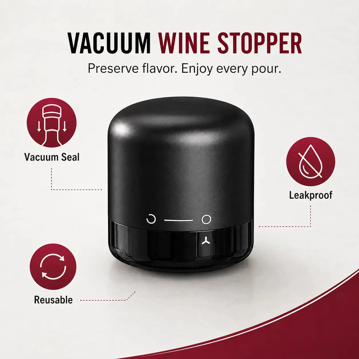 Vacuum Sealing Preservation Function This Wine Stopper Features Vacuum Function to Pump Excess Air Out of Wine Bottles, Slow down Oxidation and Keep Leftover Wine