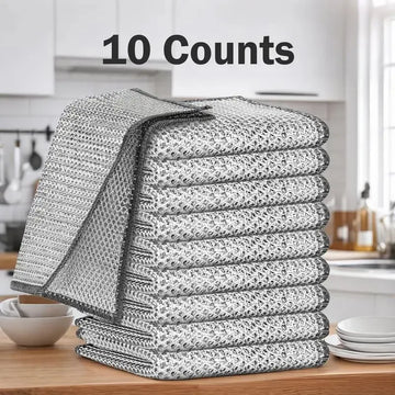 10 Pcs New Upgraded 3 Layers Non Scratch Wire Dishcloth, Multipurpose Wire Dishwashing Rags, Wet & Dry for Cookware, Sinks, Dishes, Stoves & Fireplaces (7.87 X 7.87-10Pcs) Brand: Vmkblgift