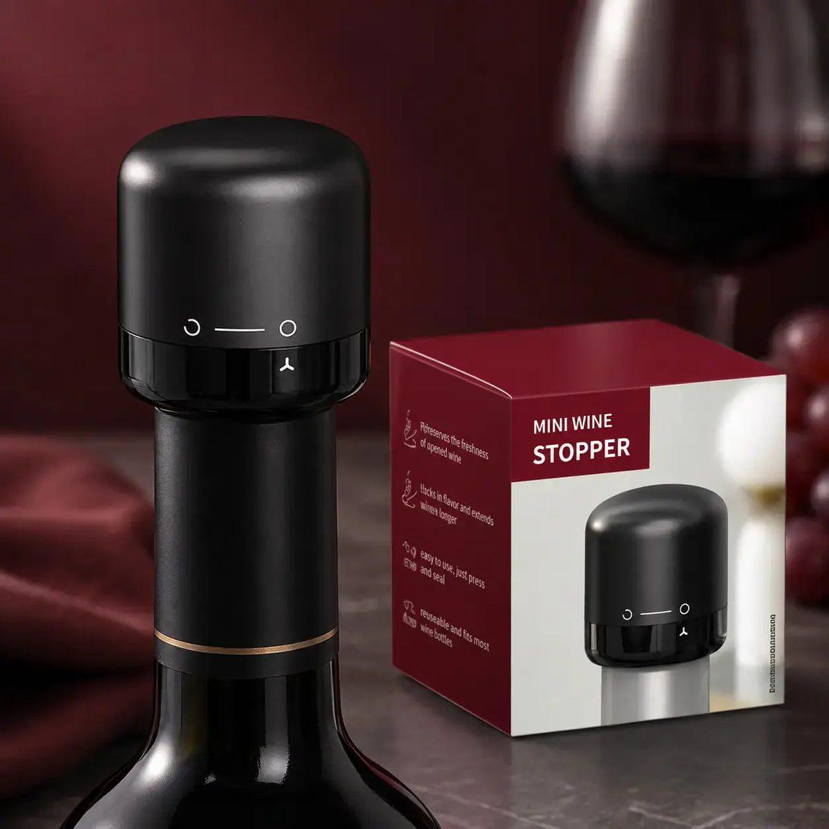 Vacuum Sealing Preservation Function This Wine Stopper Features Vacuum Function to Pump Excess Air Out of Wine Bottles, Slow down Oxidation and Keep Leftover Wine