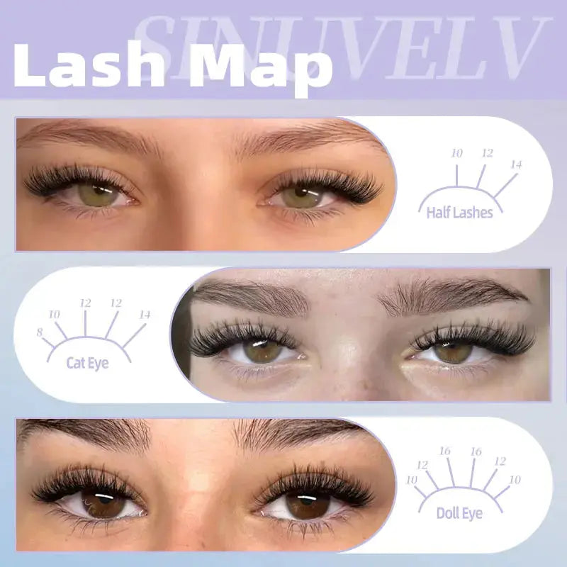 Euro Drawer 8-16mm individual self adhesive eyelashes for easy application