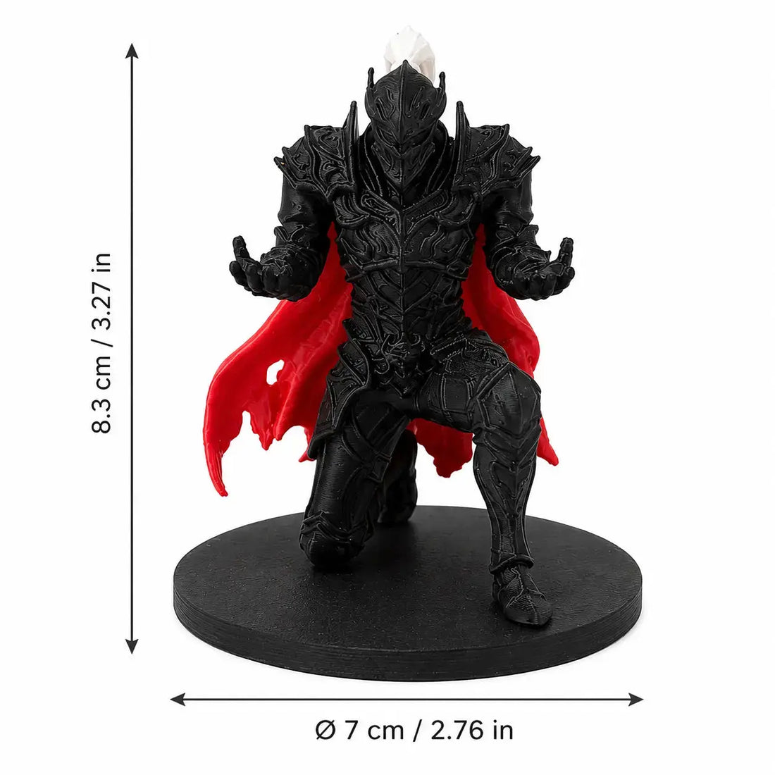 Armored Knight Pen Holder Stand, 3D Printed Desktop Accessories with Fixed Pose Open Hands, Red Cape & 2.76-In round Base, Single Pen Display for Office & Study Desk Organizer, 8.3Cm
