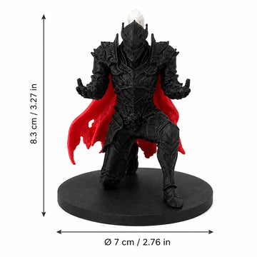 Armored Knight Pen Holder Stand, 3D Printed Desktop Accessories with Fixed Pose Open Hands, Red Cape & 2.76-In round Base, Single Pen Display for Office & Study Desk Organizer, 8.3Cm
