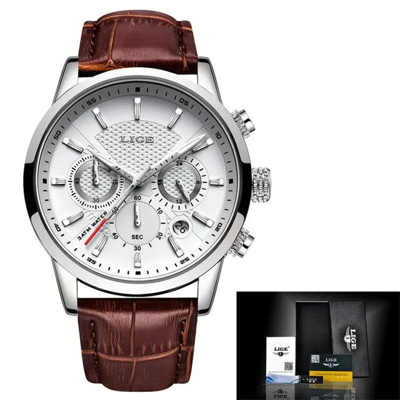 New LIGE Men'S Watches Top Brand Luxury Men Wrist Watch Man Leather Quartz Watch Sports Waterproof Male Clock Relogio Masculino