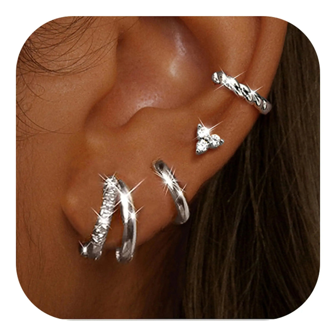 FASACCO Women'S 4-Pair Small Hoop Earrings Set - Hypoallergenic 14 Karat Gold-Plated Surgical Steel Chunky Huggie, Cartilage Flat Back Stud Jewelry, Trendy Summervibes Gift, Earrings for Cartilage Piercing