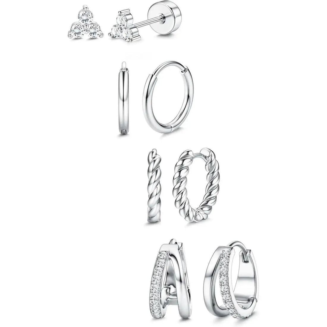 FASACCO Women'S 4-Pair Small Hoop Earrings Set - Hypoallergenic 14 Karat Gold-Plated Surgical Steel Chunky Huggie, Cartilage Flat Back Stud Jewelry, Trendy Summervibes Gift, Earrings for Cartilage Piercing