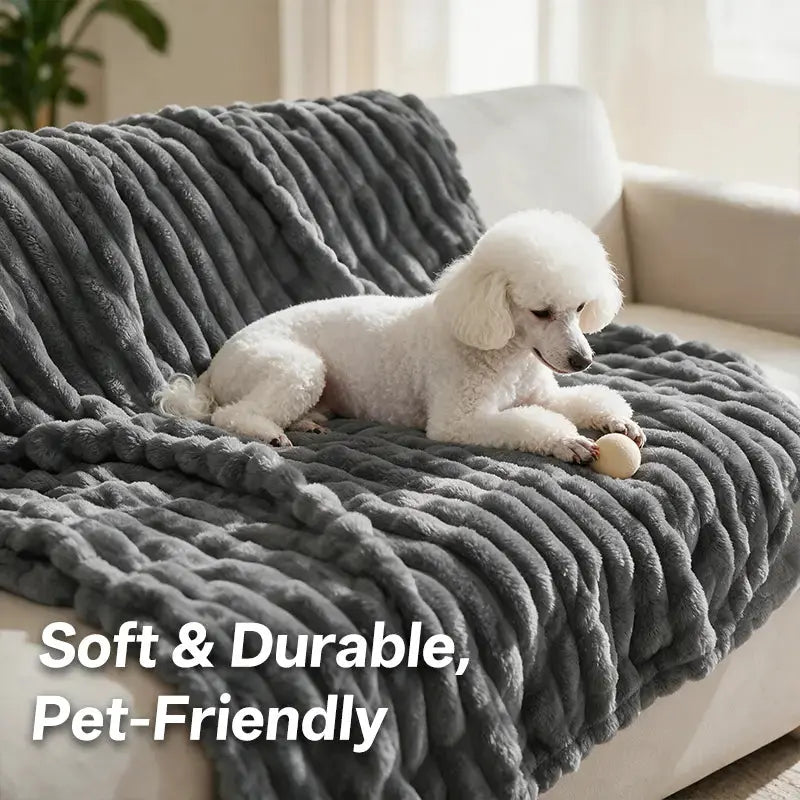 Jeffans 3D Striped Textured Fluffy Blanket, Fleece Throw Blanket,Soft Fleece Throw Blanket for Sofa & Bed, All Season Machine Washable Decorative Blanket, Perfect Gift for Home, Living Room & Dorm