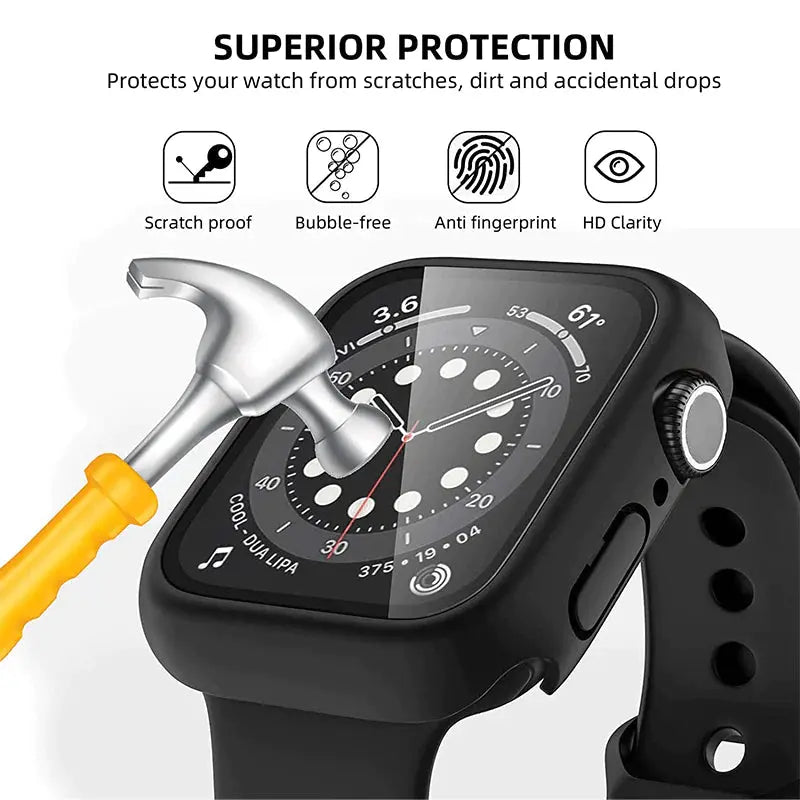 Glass+Cover for Apple Watch Case 8 7 6 SE 5 3 Iwatch Accessorie Screen Protector Apple Watch Serie 45Mm 41Mm 44Mm 40Mm 42Mm 38Mm