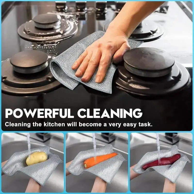 10 Pcs New Upgraded 3 Layers Non Scratch Wire Dishcloth, Multipurpose Wire Dishwashing Rags, Wet & Dry for Cookware, Sinks, Dishes, Stoves & Fireplaces (7.87 X 7.87-10Pcs) Brand: Vmkblgift