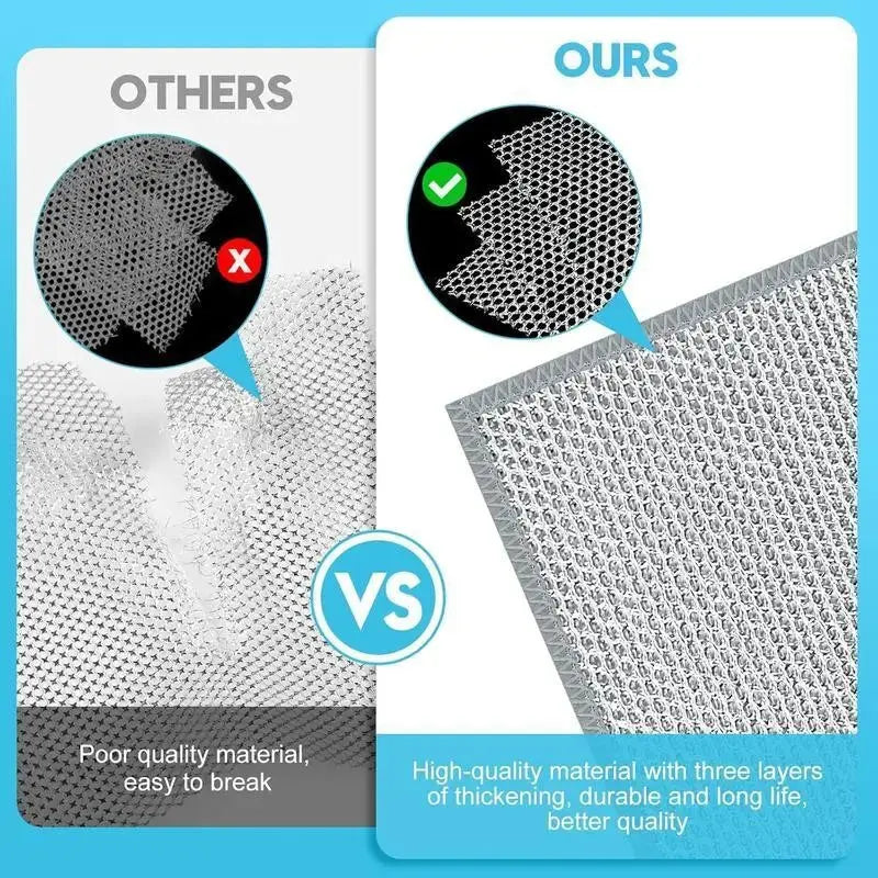10 Pcs New Upgraded 3 Layers Non Scratch Wire Dishcloth, Multipurpose Wire Dishwashing Rags, Wet & Dry for Cookware, Sinks, Dishes, Stoves & Fireplaces (7.87 X 7.87-10Pcs) Brand: Vmkblgift