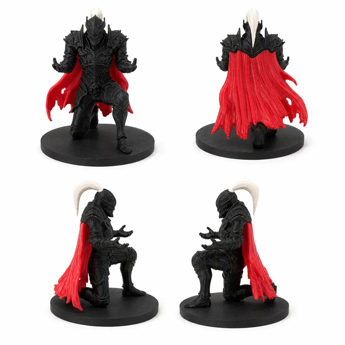 Armored Knight Pen Holder Stand, 3D Printed Desktop Accessories with Fixed Pose Open Hands, Red Cape & 2.76-In round Base, Single Pen Display for Office & Study Desk Organizer, 8.3Cm