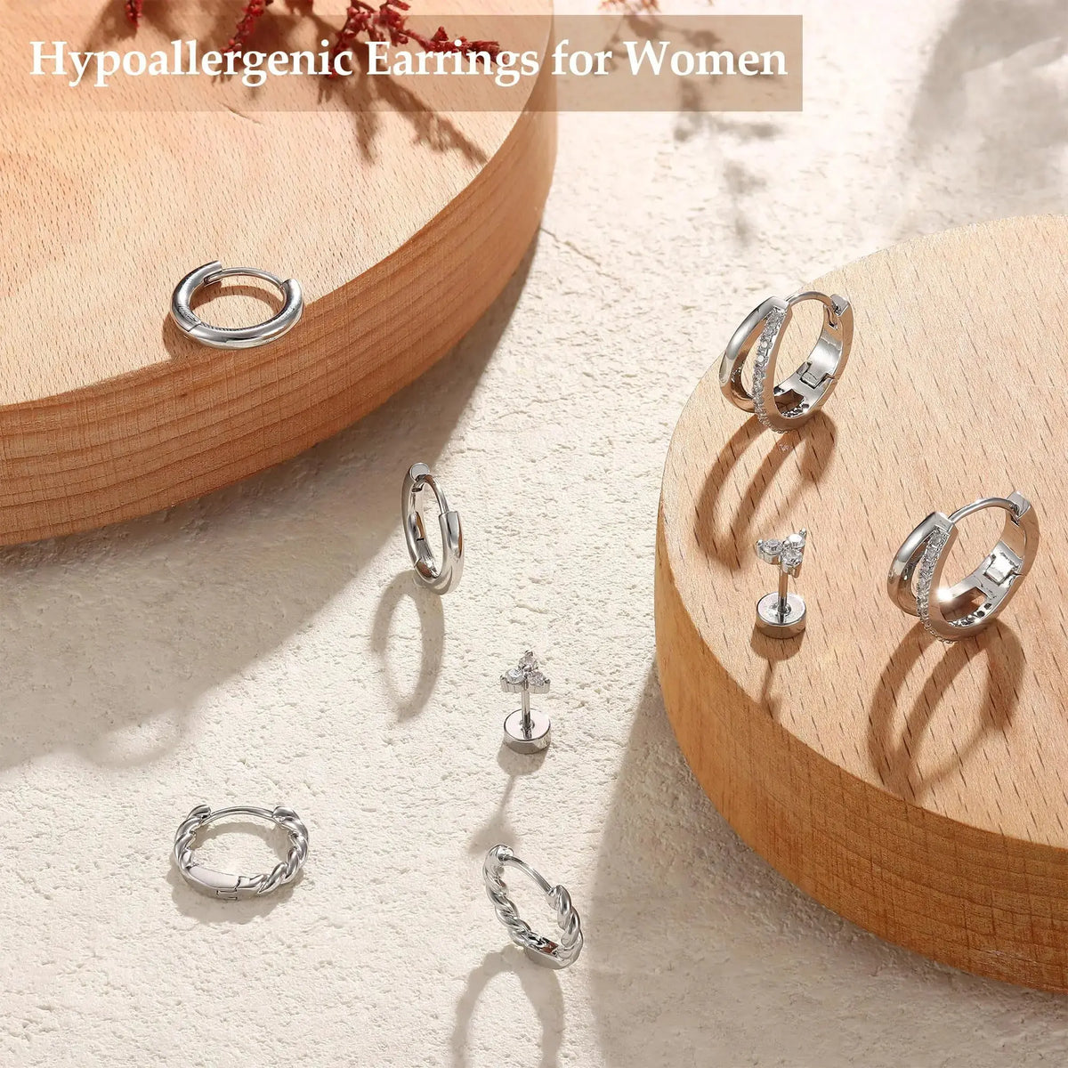 FASACCO Women'S 4-Pair Small Hoop Earrings Set - Hypoallergenic 14 Karat Gold-Plated Surgical Steel Chunky Huggie, Cartilage Flat Back Stud Jewelry, Trendy Summervibes Gift, Earrings for Cartilage Piercing