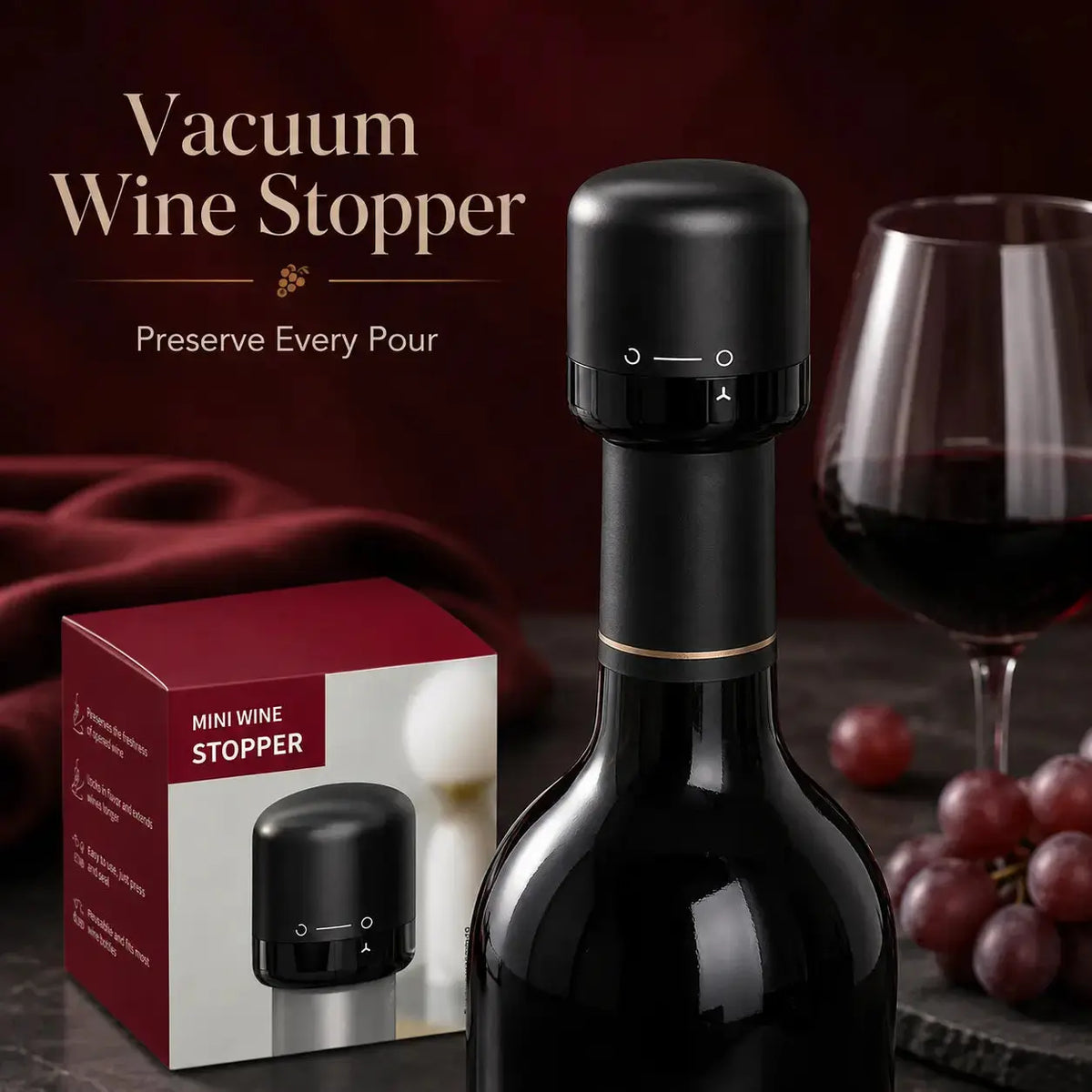 Vacuum Sealing Preservation Function This Wine Stopper Features Vacuum Function to Pump Excess Air Out of Wine Bottles, Slow down Oxidation and Keep Leftover Wine